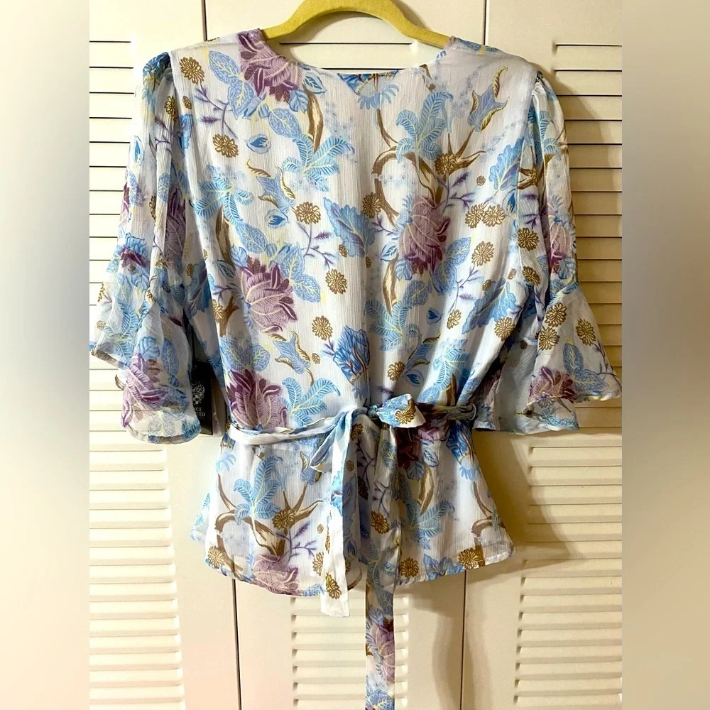Vince Camuto Wrap Top, Floral, Sz M, Lined, Semi sheer, NWT, Patel, 9139024 - Picture 10 of 16